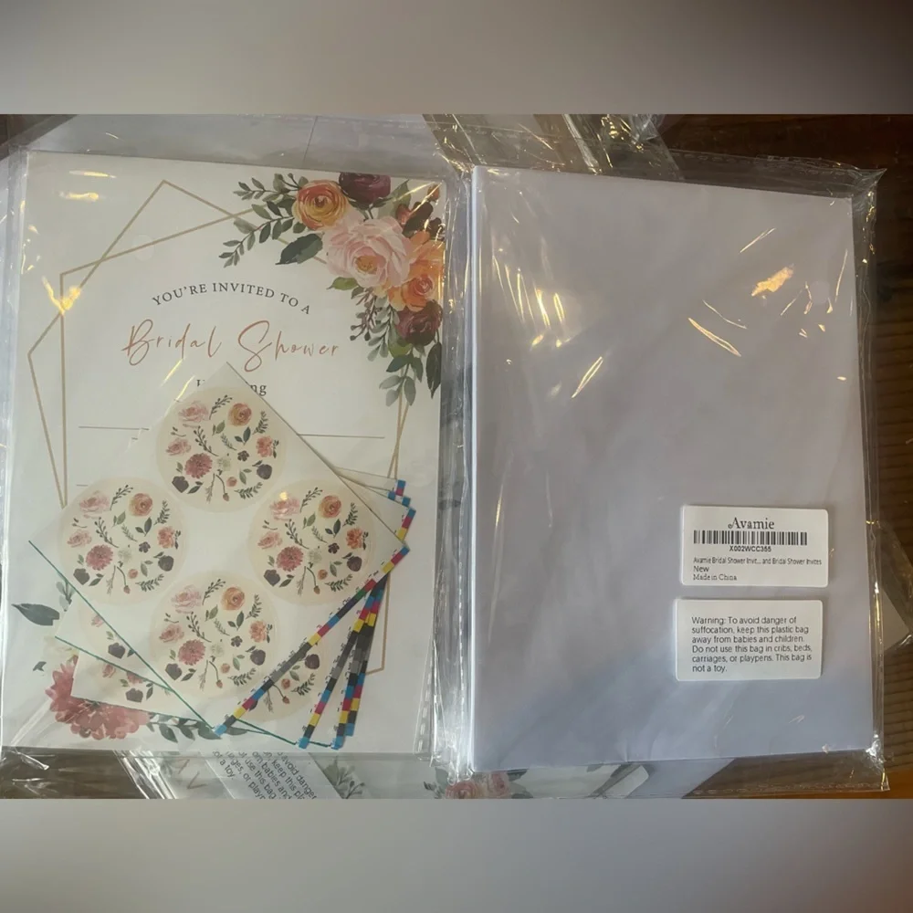 20 Floral Bridal Shower Invitations With Envelopes